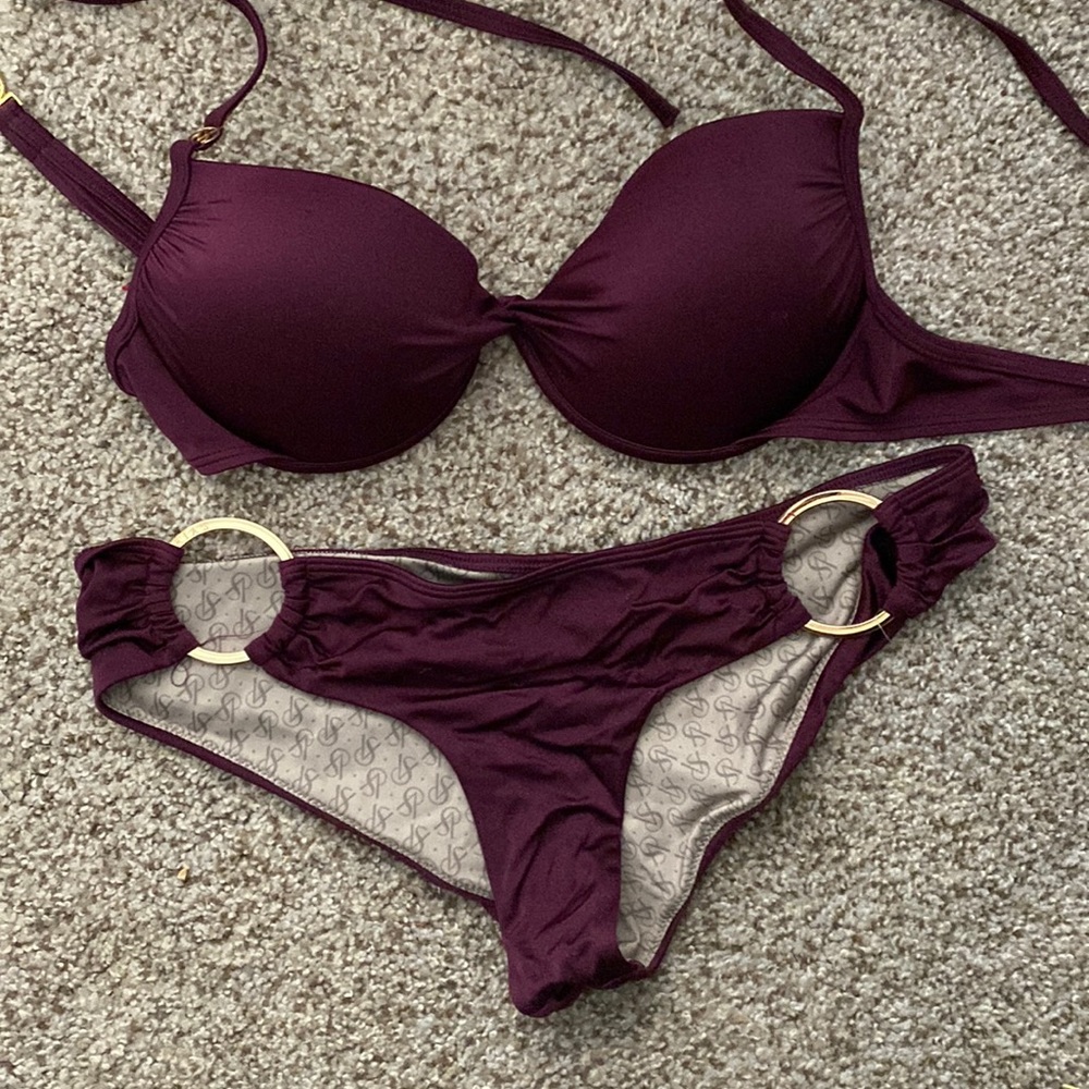 Burgundy VIctoria Secret push-up bathing suit (small bottoms, 34c top)